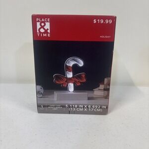 Place & Time Candy Cane Infinity Mirror LED Light 5.11" X 6.69" Holiday